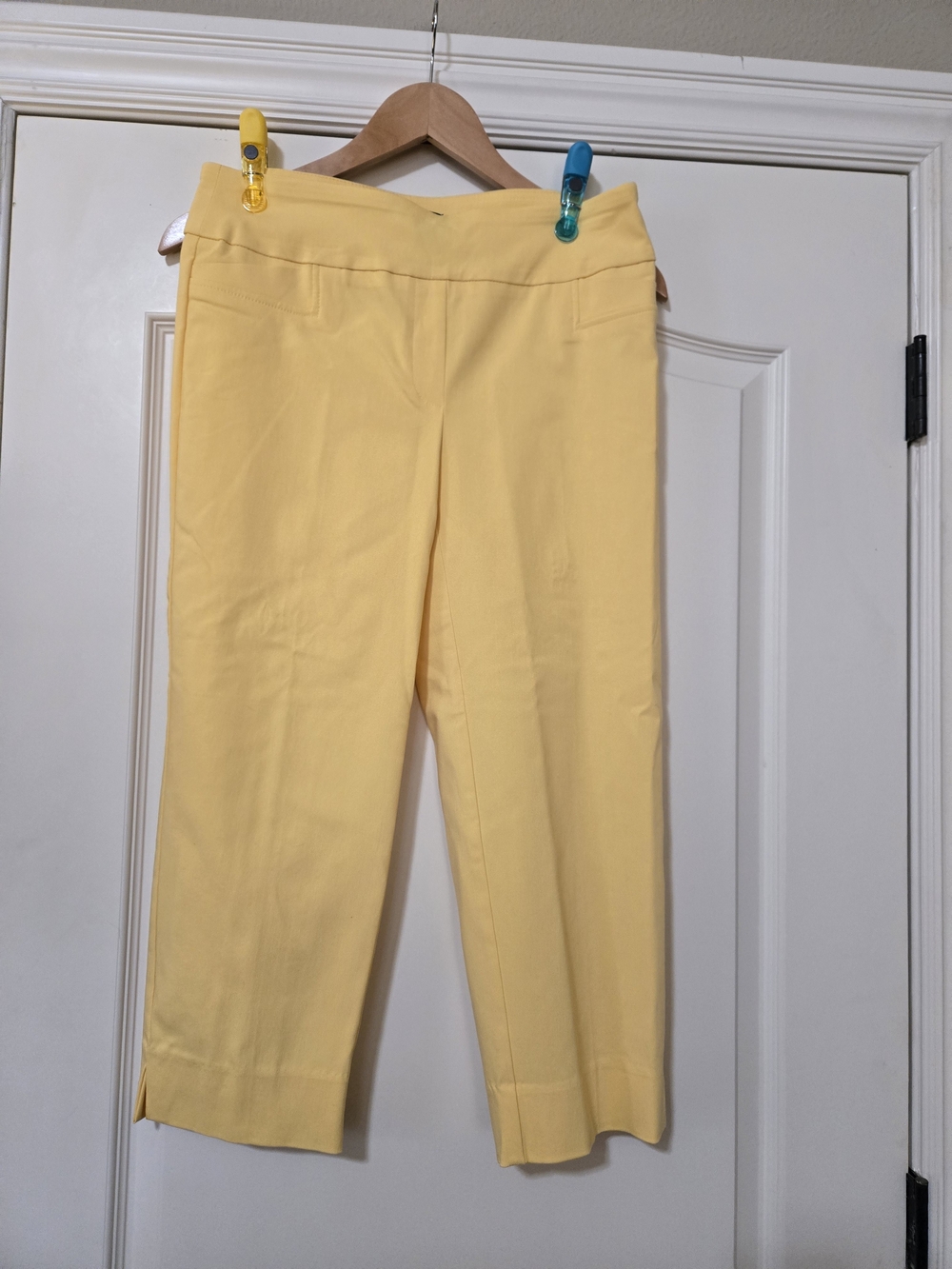 Zac & Rachel Yellow Cropped Pull On Stretch Dress Pants